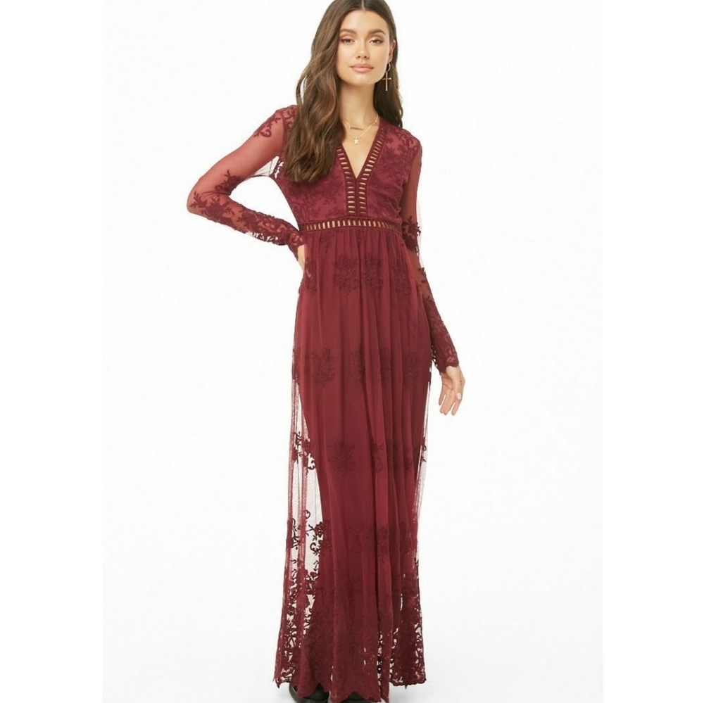 BNWT Maxi Lace Embroidery Dress - Picture 1 of 12